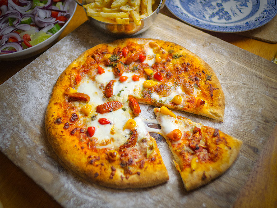 Biquinho chillies on pizza