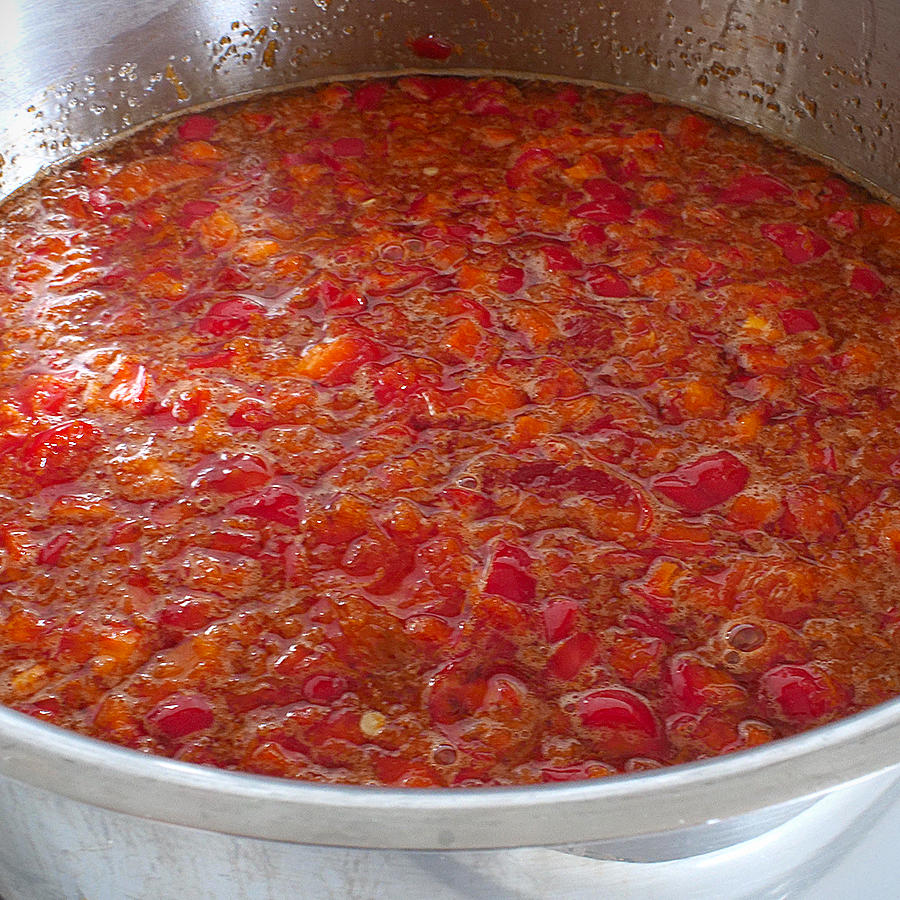 Orange Habanero jam making